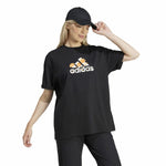 Damen Kurzarm-T-Shirt Adidas Flower Pack Bos Schwarz