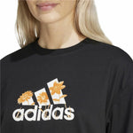 Damen Kurzarm-T-Shirt Adidas Flower Pack Bos Schwarz