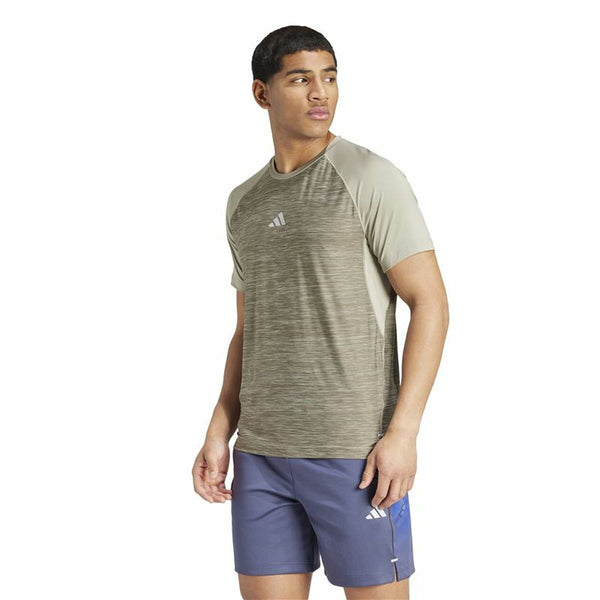 Herren Kurzarm-T-Shirt Adidas Gym+ 3 Bandas Braun