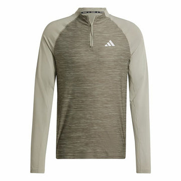 Herren Langarm-T-Shirt Adidas Gym+ 3 Bandas 1/4Zip Braun