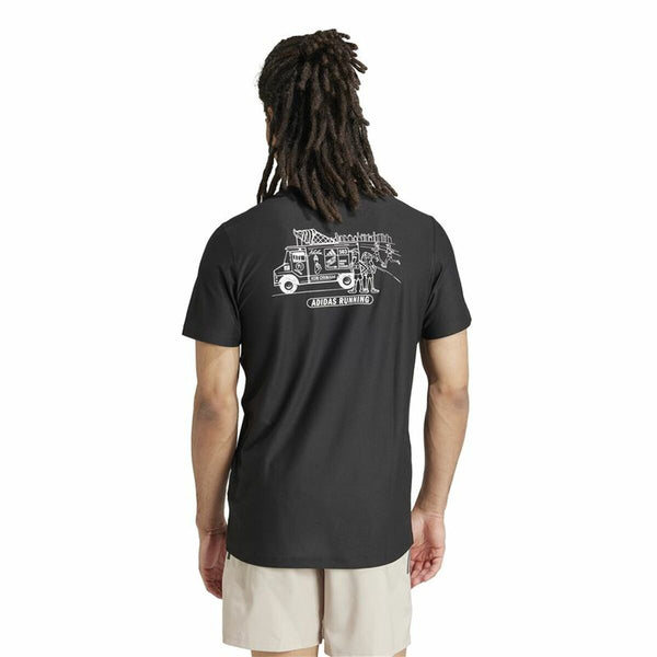 Herren Kurzarm-T-Shirt Adidas Running Ice Cream Graphic Schwarz