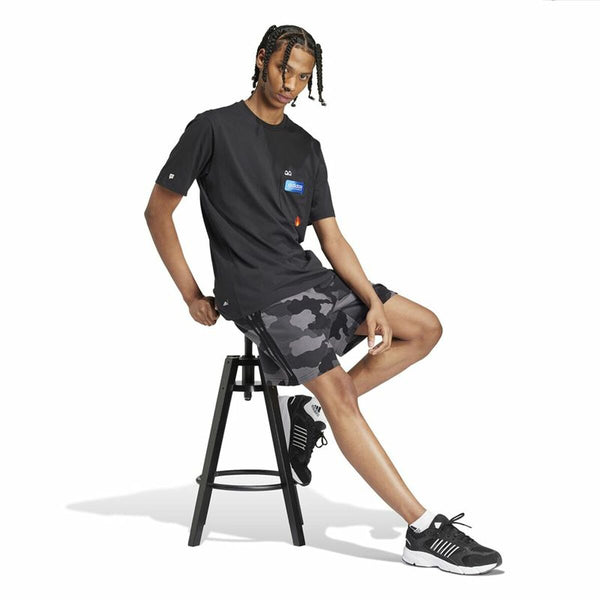 Herren Kurzarm-T-Shirt Adidas Remoji Pocket Graphic Schwarz