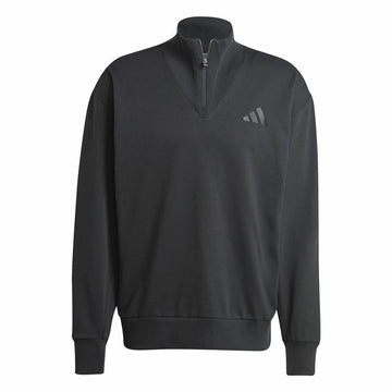 Herren Sweater ohne Kapuze Adidas All Szn Fleece 1/4 Zip Crew Schwarz