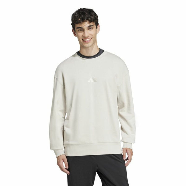 Herren Sweater ohne Kapuze Adidas All Szn French Terry Crew Beige