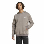 Herren Sweater mit Kapuze Adidas Seasonal Essentials Melange Hoodie Braun Beige