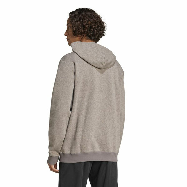 Herren Sweater mit Kapuze Adidas Seasonal Essentials Melange Hoodie Braun Beige
