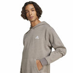 Herren Sweater mit Kapuze Adidas Seasonal Essentials Melange Hoodie Braun Beige