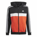 Damen-Trainingsanzug Adidas Tiberio 3-Stripes Colorblock Fleece Schwarz Rot
