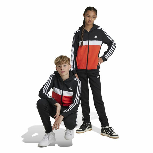 Damen-Trainingsanzug Adidas Tiberio 3-Stripes Colorblock Fleece Schwarz Rot