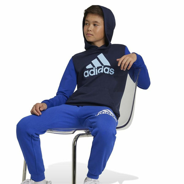 Jungen Sweater mit Kapuze Adidas Essentials Big Logo Colorblock Blau
