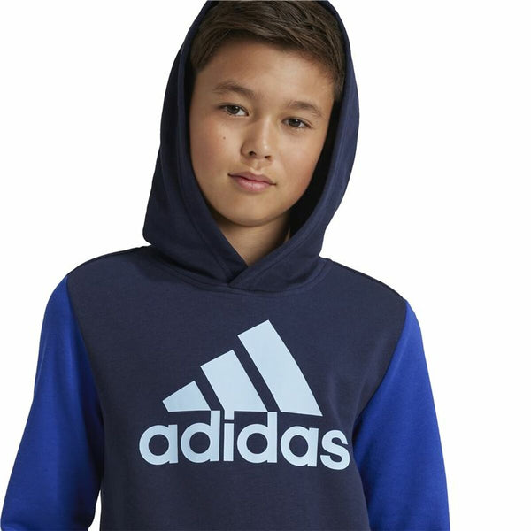 Jungen Sweater mit Kapuze Adidas Essentials Big Logo Colorblock Blau