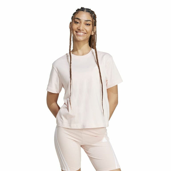 Damen Kurzarm-T-Shirt Adidas Essentials Small Logo Beige Rosa