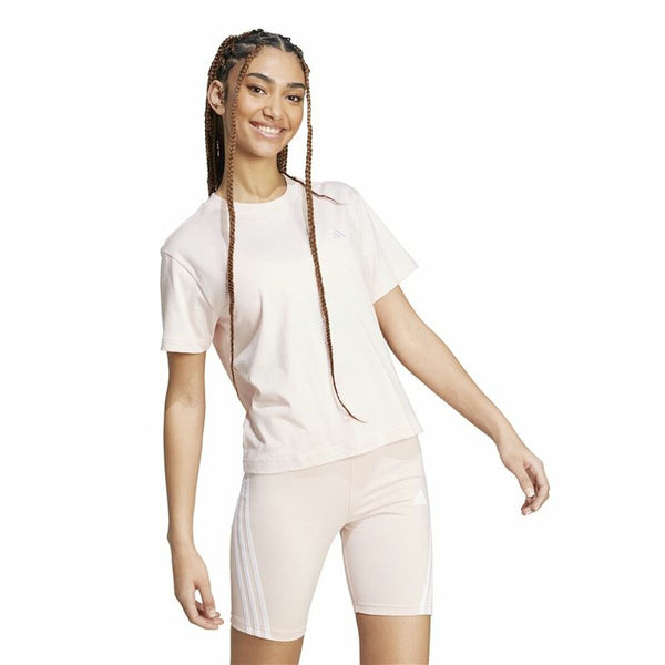 Damen Kurzarm-T-Shirt Adidas Essentials Small Logo Beige Rosa