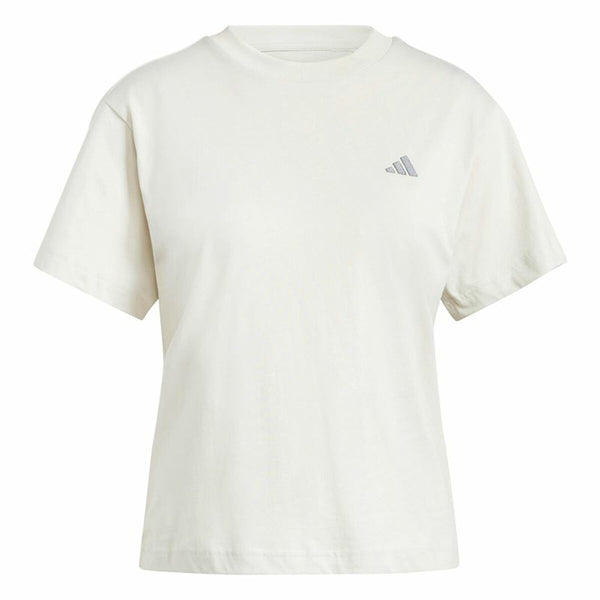 Damen Kurzarm-T-Shirt Adidas Essentials Small Logo Weiß Beige