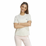 Damen Kurzarm-T-Shirt Adidas Essentials Small Logo Weiß Beige