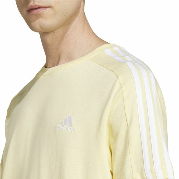 Herren Kurzarm-T-Shirt Adidas Essentials Single Jersey 3-Stripes Gelb