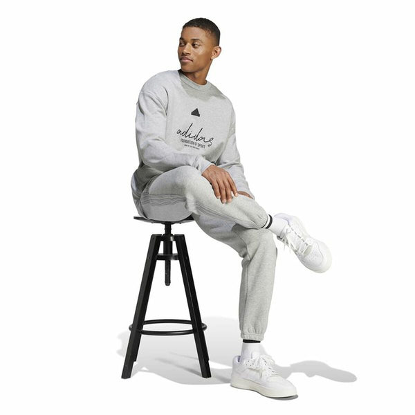 Herren Sweater ohne Kapuze Adidas Brand Love French Terry Grau