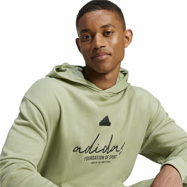 Herren Sweater mit Kapuze Adidas Brand Love French Terry Hoodie grün Hellgrün