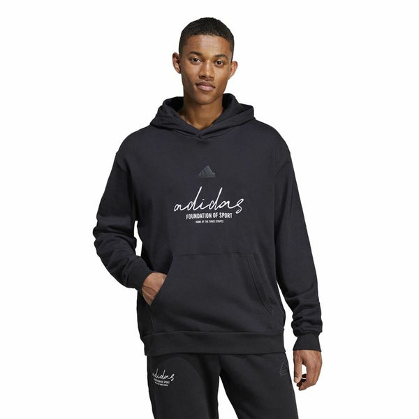 Herren Sweater mit Kapuze Adidas Brand Love French Terry Schwarz