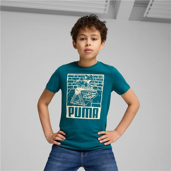 Kurzarm-T-Shirt für Kinder Puma Ess+ Mid 90S Graphic Blau