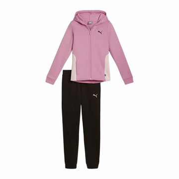 Kinder-Trainingsanzug Puma Hooded Sweat Suit Fleece Cl Schwarz Rosa 2 Stücke
