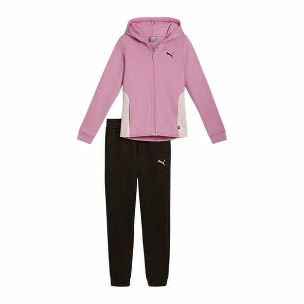 Kinder-Trainingsanzug Puma Hooded Sweat Suit Fleece Cl Schwarz Rosa 2 Stücke