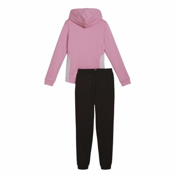 Kinder-Trainingsanzug Puma Hooded Sweat Suit Fleece Cl Schwarz Rosa 2 Stücke