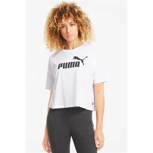 Damen Kurzarm-T-Shirt Puma ESS Cropped No. 1 Logo Relaxed Tee C/O 684972 02 Weiß