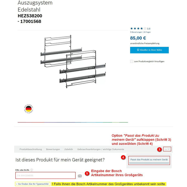 Raster BOSCH HEZ538000