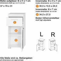 Beistellmöbel Trendteam Weiß 37 x 31 x 79 cm