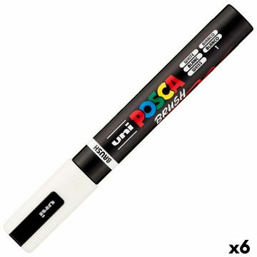 Marker BRUSH POSCA PC-5BR Weiß (6 Stück)