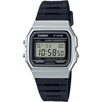 Unisex-Uhr Casio F-91 BIO RESIN STRAP - SILVER (Ø 35 mm)