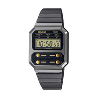 Unisex-Uhr Casio F100 - GUN METAL / GOLD Schwarz