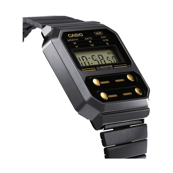 Unisex-Uhr Casio F100 - GUN METAL / GOLD Schwarz