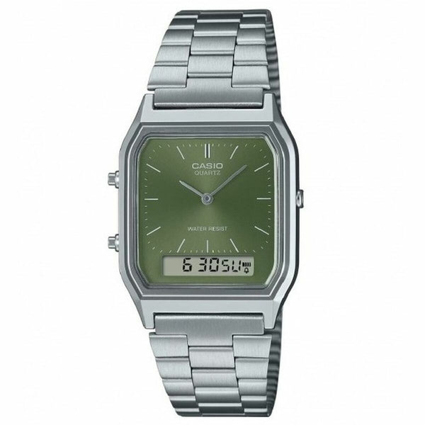 Unisex-Uhr Casio AQ-230A-3AMQYES grün Silberfarben