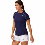 Damen Kurzarm-T-Shirt Asics Court Piping Blau