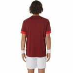 Herren Kurzarm-T-Shirt Asics Court Dunkelrot Tennis