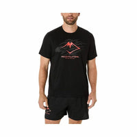 Herren Kurzarm-T-Shirt Asics Fujitrail Logo Ss Top Schwarz