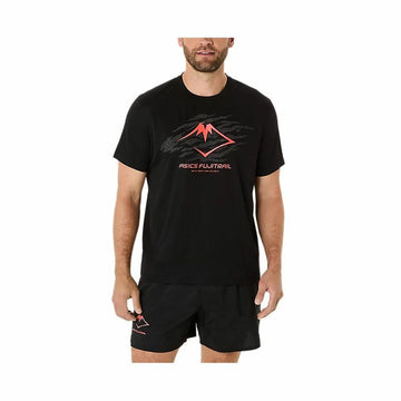 Herren Kurzarm-T-Shirt Asics Fujitrail Logo Ss Top Schwarz