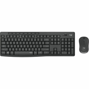 Tastatur mit Drahtloser Maus Logitech MK295 Französisch Schwarz Grau AZERTY