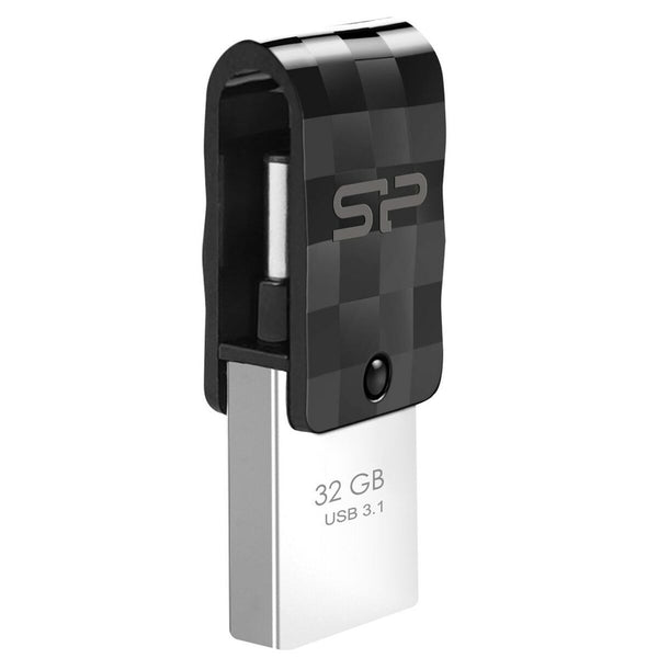 USB Pendrive Silicon Power Mobile C31 USB 3.1 USB-C OTG 32 GB Schwarz Schwarz/Silberfarben (1 Stück)