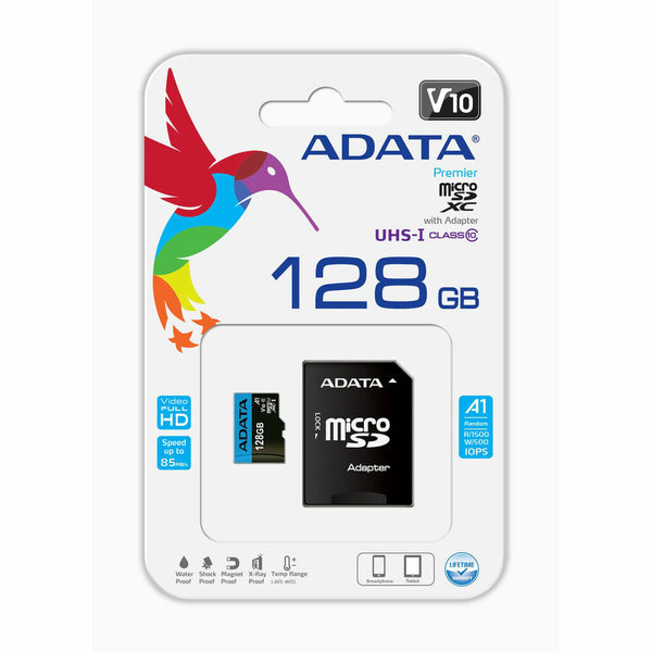 Mikro SD Speicherkarte mit Adapter Adata AUSDX128GUICL10A1-RA1 128 GB