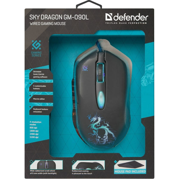 Gaming Maus Defender GM-090L Schwarz 3200 DPI