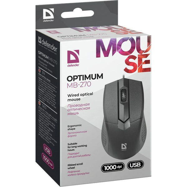 Optische Maus Defender Optimum MB-270 Schwarz 1000 dpi (1000 dpi)