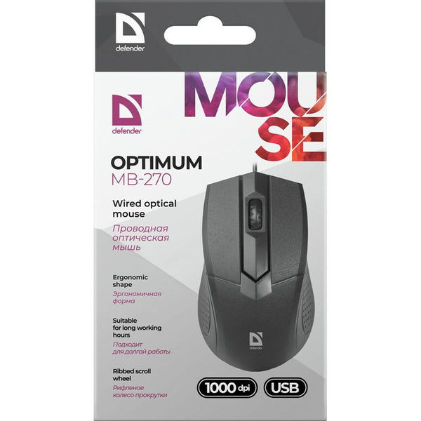 Optische Maus Defender Optimum MB-270 Schwarz 1000 dpi (1000 dpi)
