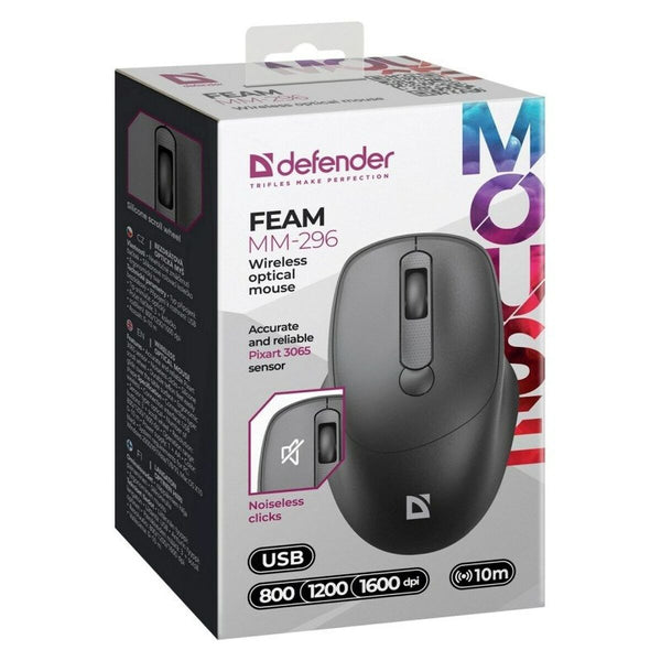 Gaming Maus Defender FEAM MM-296 RF SILENT Schwarz