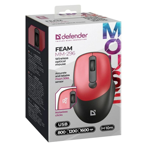Schnurlose Mouse Defender FEAM MM-296 RF SILENT Rot