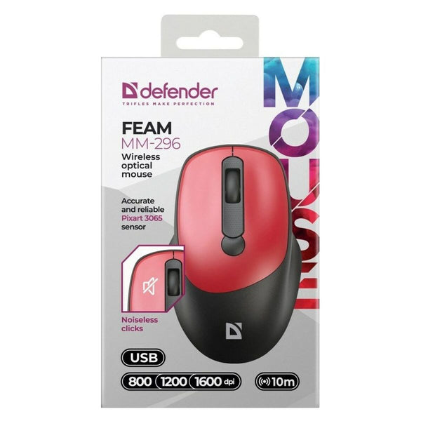 Schnurlose Mouse Defender FEAM MM-296 RF SILENT Rot