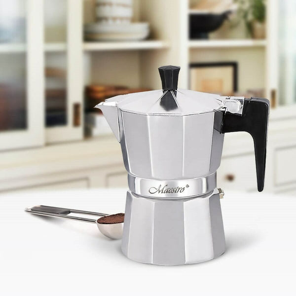 Italienische Kaffeemaschine Feel Maestro MR-1666-3 Schwarz Silberfarben Aluminium 150 ml 3 Kopper