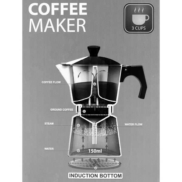 Italienische Kaffeemaschine Feel Maestro MR-1667-6 Schwarz Granit Aluminium 300 ml 6 Tassen